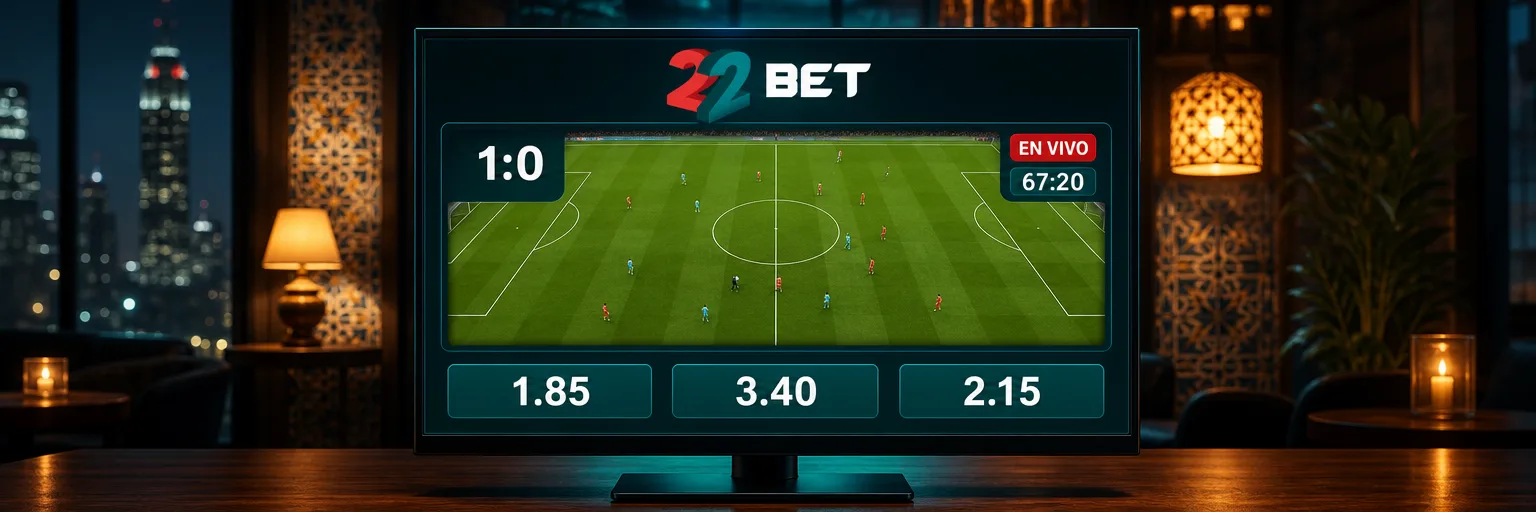 Apuestas en vivo de 22Bet con marcador, reloj del partido y momios en movimiento
